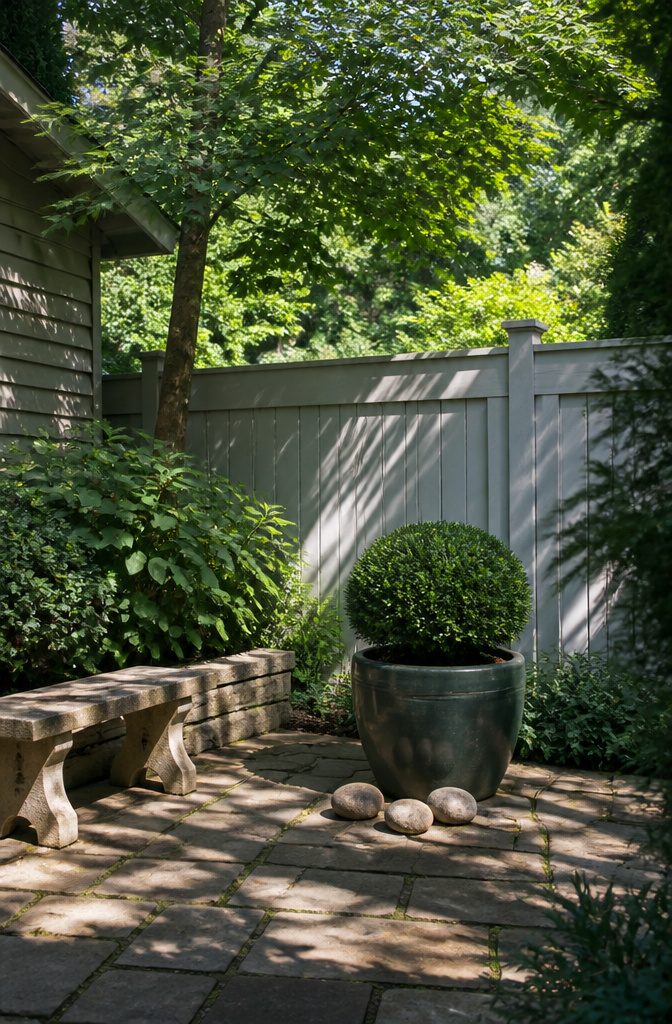 Boxwood in a pot positioned to receive adequate sunlight.