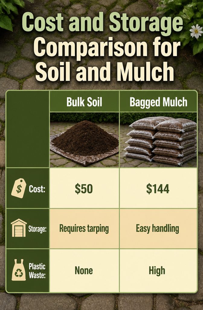 A comparison chart showing bulk versus bagged soil prices.