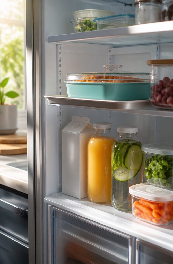 20 Clever Home Storage Ideas for Every Room in 2026 20 Half-sheet baking pan used as a shelf in a refrigerator.