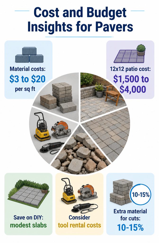 A breakdown of costs for DIY paver patio installation.
