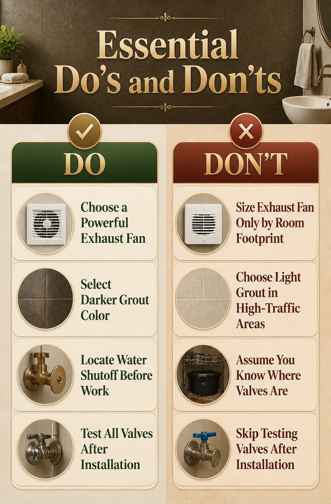 Image depicting essential do's and don'ts for bathroom renovations.