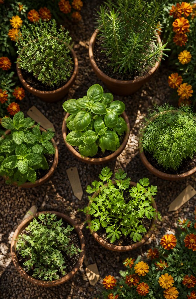 Growing Herbs Outdoors: Planting, Watering and Harvesting Tips 3 Different herbs arranged according to their moisture requirements.