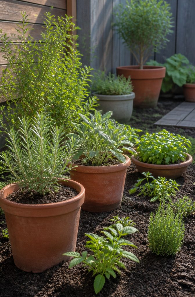 Growing Herbs Outdoors: Planting, Watering and Harvesting Tips 4 A garden layout showing herbs planted in proper arrangement.