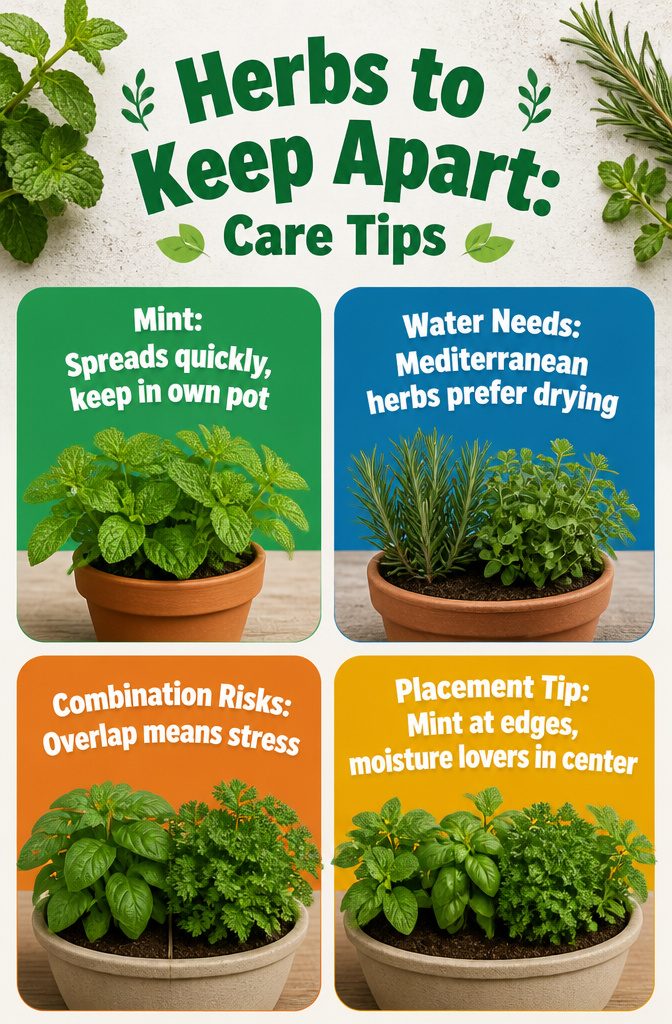 Growing Herbs Outdoors: Planting, Watering and Harvesting Tips 13 Different herbs in a garden with mint kept in a pot.