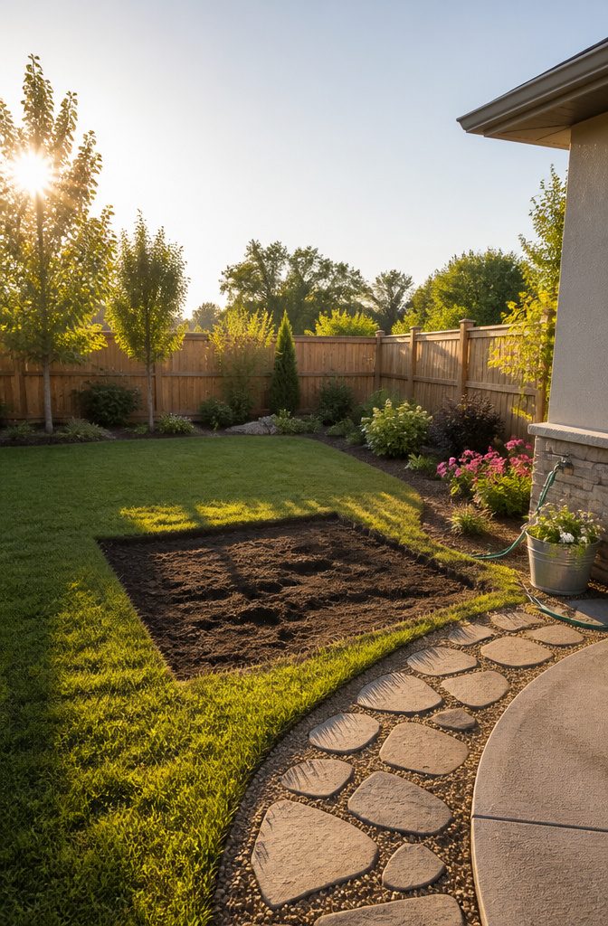Raised Garden Bed for Beginners: 7 Steps to Start Growing 1 A sunny area in a yard suitable for a raised garden bed.