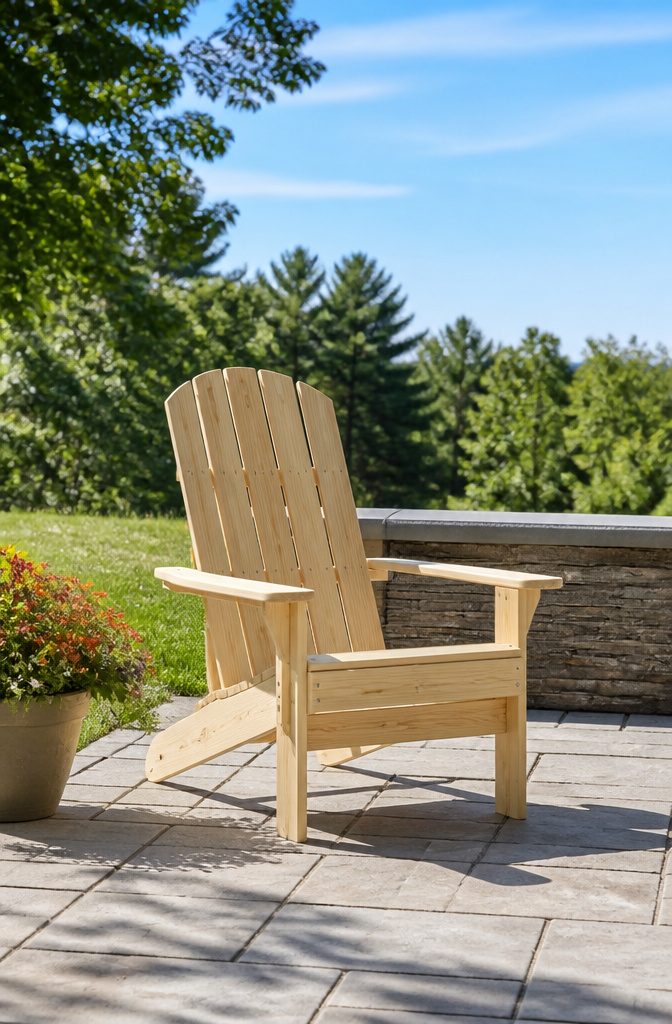 Easy Exit Adirondack chair with wide arms on a modern patio.