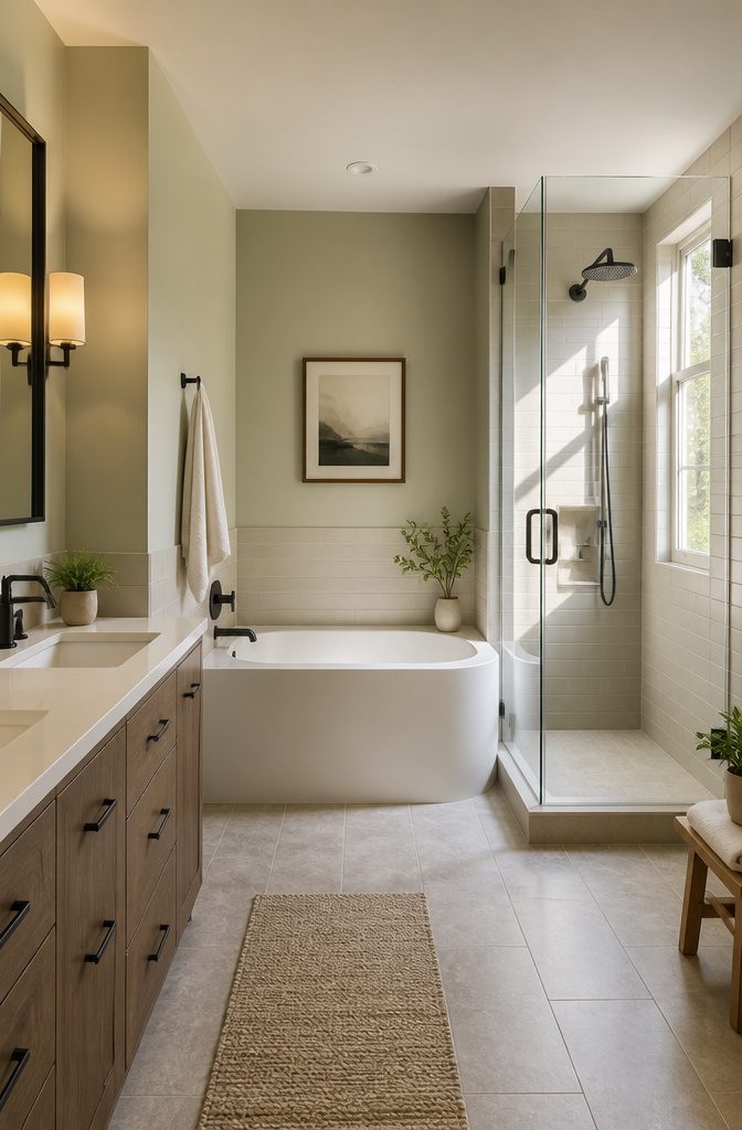 20 Tiny Bathroom Ideas for Compact Spaces in 2026 17 A smaller bathtub installed in a compact bathroom.