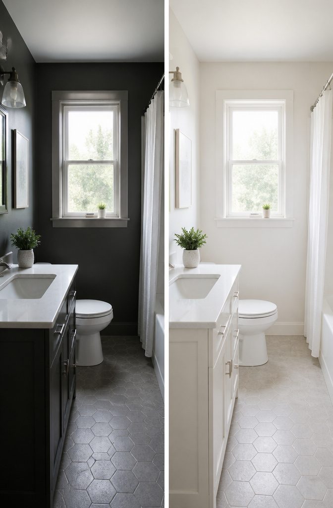 20 Tiny Bathroom Ideas for Compact Spaces in 2026 1 A small bathroom with pale walls and fixtures to enhance visual space.