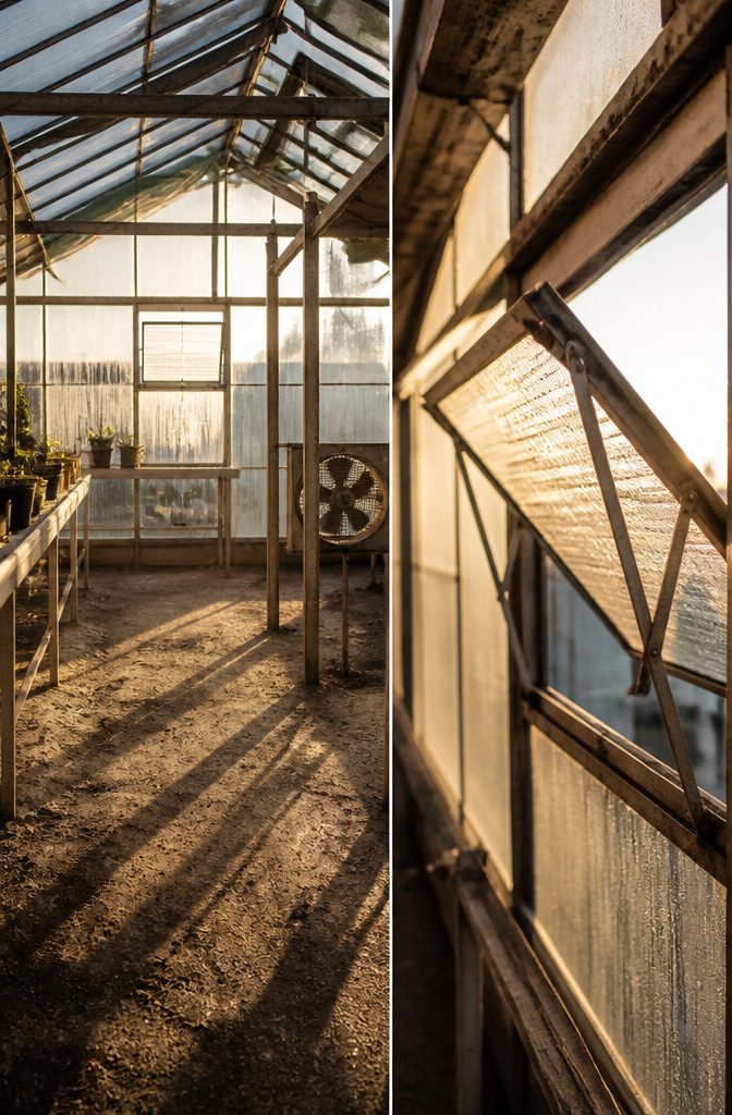 Winter Greenhouse Maintenance: A 7-Step Guide to Protecting Your Structure 4 Open vent in a greenhouse for winter airflow.