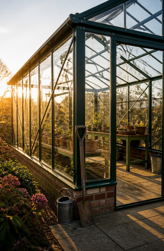 Winter Greenhouse Maintenance: A 7-Step Guide to Protecting Your Structure 11 A close-up of a greenhouse frame showing joints and tools nearby.